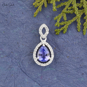 Colgante de Tanzanita Natural con Corte de Pera de 8x6mm y Circonita Cúbica en Plata de Ley 925, Proveedores de Colgantes al por Mayor - Product Image 4
