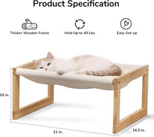 Hamac pour chat, canapé confortable en velours pour chat d'intérieur, perchoir surélevé en bois pour chat, canapé pour animaux de compagnie de 21 pouces, lit pour chien d'extérieur, pour petits animaux - Product Image 5