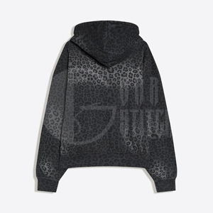 Conjunto deportivo unisex con estampado de leopardo, chaqueta con cremallera y pantalones acampanados de 2 piezas, estilo urbano con estampado animal. - Product Image 3