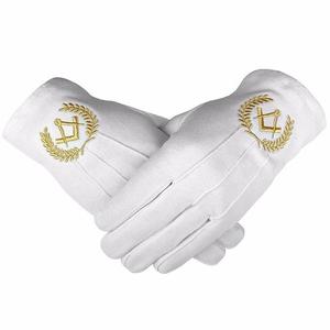 Gants maçonniques en coton blanc sur mesure, avec logo métallique maçonnique pour gants en coton blanc. - Product Image 3