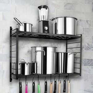2-Tiered <b>Wall</b> Mounted Pot Rack Practical <b>Wall</b> <b>Storage</b> Solution - Product Image 3