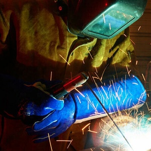 Wholesale Blue Welding Electric <b>Gloves</b> Working Leather <b>Long</b> Cow Split Leather Heat Resistance Safety Resistance Work <b>Gloves</b> - Product Image 6