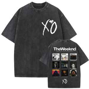 เสื้อยืดโอเวอร์ไซส์แขนสั้นผู้ชาย สีดำพิมพ์ลายสีแดง สไตล์สตรีทแวร์ คอกลม ผ้าฝ้ายเจอร์ซีย์ 100% ลุคสบายๆ ซักย้อมแบบแอซิด ระบายอากาศได้ดี - Product Image 5