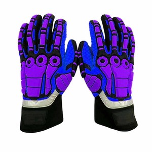 Gants de travail professionnels robustes avec protection contre les chocs TPR, anti-vibrations et design haute visibilité orange et jaune - Product Image 3