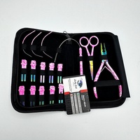 Kit d'outils professionnels de haute qualité pour extensions de cheveux, perles et clips arc-en-ciel roses, boucles en acier inoxydable, kit d'extensions de cheveux