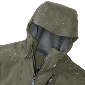 Men's Olive Green Soft <b>Shell</b> Hunting Hooded Jacket Full Sleeve Windproof Outdoor Autumn Wear - Product Image 4