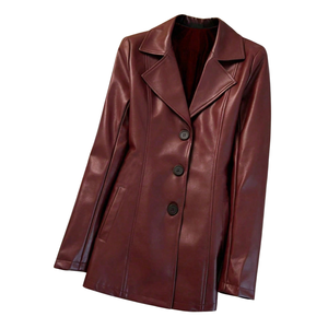 Abrigo Largo de Cuero Genuino Personalizado para Mujer, Abrigo de Piel de Oveja Real al por Mayor, Fabricante y Proveedor OEM ODM - Product Image 4