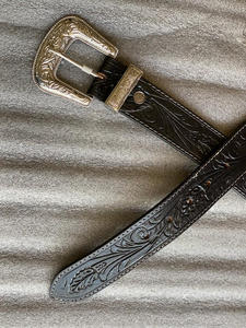 Cinturón con hebilla de cuero genuino Unisex, tallado a mano occidental, personalizado, perfecto, alta calidad - Product Image 3