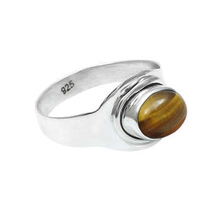 Classic & Handmade <b>925</b> Sterling <b>Silver</b> <b>Ring</b> Comes With Oval Cut Tiger-Eye Gemstone Eternity Band Wedding <b>Ring</b> In Bohemian Style - Product Image 1