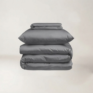Coal Dyed Satin Bedding Set T-250 Satin 100% Cotton Solid Woven Breathable All-Season Simple Style Home Use - Product Image 1