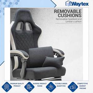 Chaise de bureau ergonomique de style racing OKTOS en tissu microfibre doux de qualité professionnelle avec repose-pieds rétractable à bas prix - Product Image 4