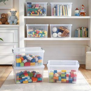 6 Pack 7.8 QT Clear White Plastic <b>Storage</b> Bins & Containers <b>Small</b> <b>Storage</b> <b>Box</b> with Lids Stackable Organizing Bin - Product Image 5