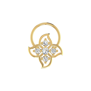 AJRETAIL 0.09 Carat Natural Diamond Flower Ethnic 14K <b>Gold</b> <b>Nose</b> Ring for Women with HI Color and VS-SI Clarity - Product Image 1