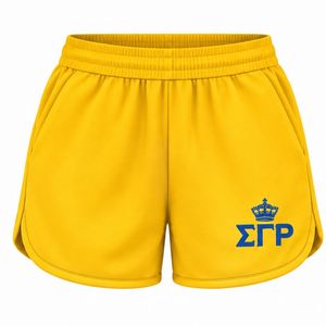 Shorts Deportivos Amarillos para Mujer Sigma Gamma Rho, Shorts para Correr, Gimnasio, Entrenamiento, Deportes, Ropa Deportiva Personalizada - Product Image 1