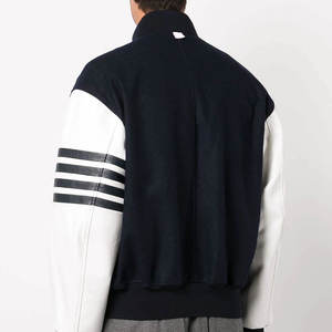 Chaquetas Varsity Negras de Lujo Personalizadas para Hombre, Chaqueta Varsity con Mangas de Cuero para Hombre - Product Image 2