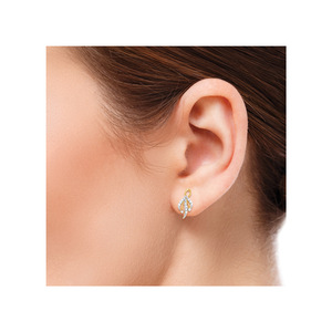 Boucles d'oreilles de luxe pour femme en or jaune 14 carats avec diamants torsadés floraux, taille brillant rond, diamants naturels certifiés IGI, pour mariage - Product Image 2