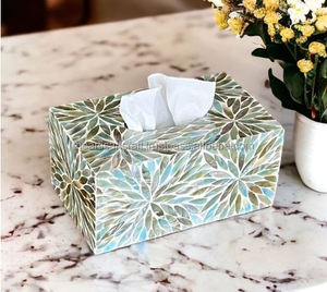 กล่องทิชชู่หอยมุกทำด้วยมือสุดหรูที่ใส่ผ้าเช็ดปากกันน้ำได้สำหรับตกแต่งโต๊ะงานฝีมือ - Product Image 1