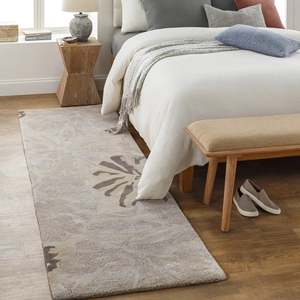 Tapis en laine tufté à la main gris et blanc moderne à motifs floraux, tapis en laine douce de designer personnalisé pour la décoration intérieure, adapté aux animaux domestiques et aux pique-niques - Product Image 3