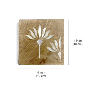 Luxury Wooden Square <b>Coaster</b> With Mother Of Pearl Lotus Inlay For Coffee Table <b>Drink</b> <b>Coasters</b> Heat Mat Kitchen Decoration - Product Image 3