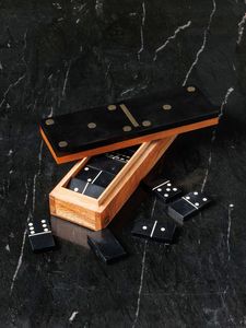 Juego de Dominós Negros Brillantes con Caja de Madera, Piezas de Juego de Resina Artística, Decoración Coleccionable para el Hogar, Juego de Dominós de Regalo, Color Negro - Product Image 5