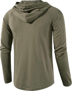 <b>Lightweight</b> <b>Hoodie</b> Casual Hooded Sweatshirts Solid Color Breathable Knitted Men's Gym Workout Active Long Sleeve Pullover - Product Image 3