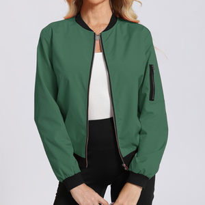 <b>Women</b> Cropped <b>Bomber</b> <b>Jacket</b> Fashion Zip Front Short Outerwear With Ribbed Hem <b>Lightweight</b> Design And Side Pockets For Casual - Product Image 6