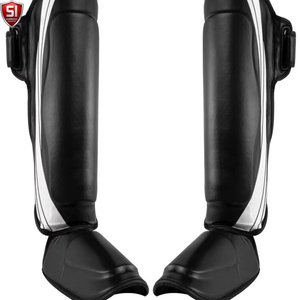 Protège-tibias de boxe pour entraînement de combat, protection de la cheville et du cou-de-pied, chauffe-jambes MMA Muay Thai, protège-tibias légers en PU - Product Image 6