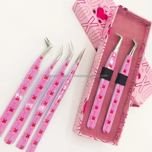 Juego de pinzas para extensión de pestañas profesionales de acero inoxidable Antiestático de precisión al por mayor con logotipo personalizado tamaños de 12-14cm - Product Image 3