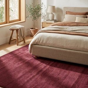 Alfombra Moderna Nórdica Geométrica de Lana Color Vino Tinto, Hecha a Mano, Suave y Gruesa, para Decoración de Sala de Estar - Product Image 4
