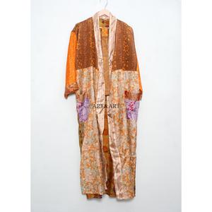 Kimono en soie vintage bohème hippie pour femme, robe de chambre longue, respirante, séchage rapide, douce, avec cordon de serrage - Product Image 5