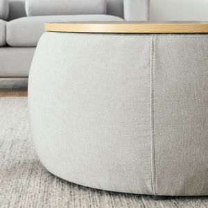 Light Grey 25\"x25\"x14.7\" Round Storage Ottoman 2-in-1 Function Use As End <b>Table</b> and Small Seat <b>Stools</b> & Ottomans" - Product Image 6
