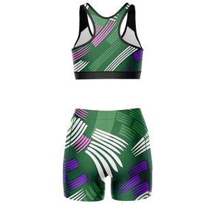 Conjunto Deportivo Personalizado al por Mayor para Mujer, Ligero, con Bloques de Color, Sujetador Deportivo y Pantalones Cortos a Rayas, 2 Piezas, para Gimnasio, Yoga y Entrenamiento - Product Image 6