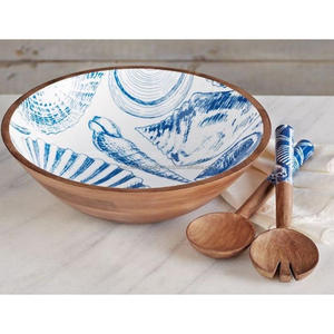 Venta al por mayor de cuencos de plato redondo decorativo de impresión personalizada esmalte frutero con cucharas Set decoración del hogar reutilizable americano cuencos de fideos - Product Image 2