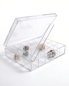 Caja de Almacenamiento de Minerales Acrílica Transparente Ecológica Premium de 5x5x3cm, Preensamblada, Pulida, Elegante y Moderna, Organizador para Exhibición de Cristales - Product Image 1