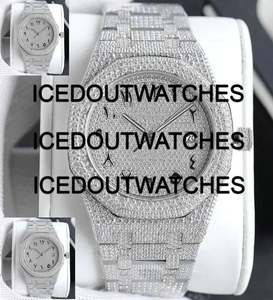 VVS1 Moissanite Round Diamond Iced Out Stainless Steel 10 Bar Water Resistant <b>Mens</b> Luxury <b>Watch</b> with <b>Bracelet</b> Clasp - Product Image 3