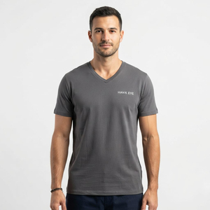 Regular <b>Fit</b> Men's <b>V</b> Neck Cotton T Shirt Heavy Fabric Breathable Plain Casual Tee Custom Label Clothing Manufacturer - Product Image 4