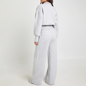 2025 New Arrived Plus Size Solid Color Quater Zipper Sweatshirt & Jogger <b>Set</b> Custom Print Logo Breathable Heavyweight Tracksuit - Product Image 4