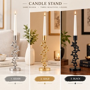 ชุดเชิงเทียนรูปดาวสีทอง ของตกแต่งบ้าน สำหรับใช้ในวันคริสต์มาส - Product Image 5