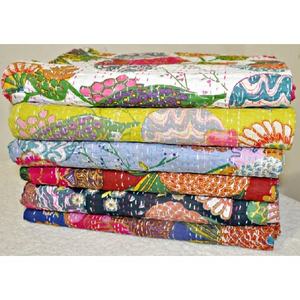 Kantha Quilts Blankets Christmas Gifts Bohemian Tropical Kantha Sofa <b>Throw</b> Blanket Twin Size Kantha Quilts - Product Image 3