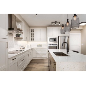 OEM Minimalist Custom CANA Canopy Hood Wholesale Clean White Base Units And Fluted Kitchen Cabinet For Apartments - Product Image 5