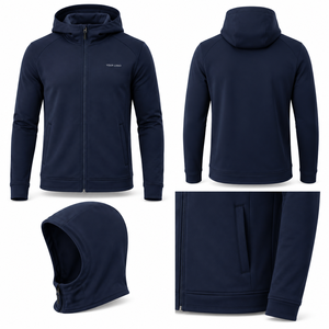 Custom Men's <b>Hooded</b> <b>Fleece</b> <b>Jacket</b> Breathable Polyester Zipper Closure Sporty Training Teamwear ODM Manufacturing - Product Image 6
