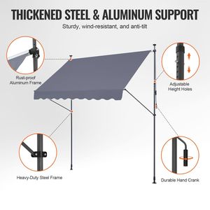 Tenda da Sole Retrattile per Patio Sunsetter 98 x 47 Pollici con Manovella Manuale, Tettoia Parasole per Esterni - Product Image 4