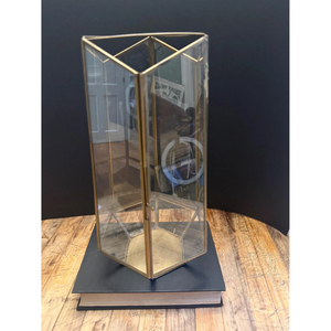Metal Hanging Terrarium House With Antique Gold Color Finishing Frame Modern Design Hexagonal Shape for Home Decoration Supply - Product Image 1