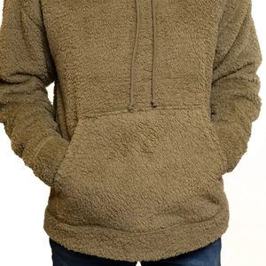 Men's <b>Hooded</b> <b>Fleece</b> <b>Jacket</b> Solid Color Oversized Casual Winter Coat Green - Product Image 6