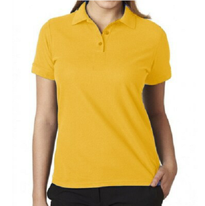 Polo ajusté pour femme de haute qualité, 100 % coton, col en V, à bon prix, avec logo imprimé superposé - Product Image 6