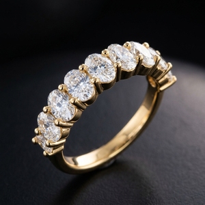 Anillo de diamantes de corte ovalado de lujo DEF VVS VS HPHT CVD cultivado en laboratorio, oro macizo, para bodas y fiestas. - Product Image 2