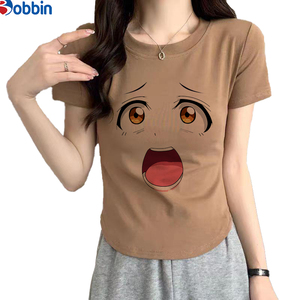 Camiseta Personalizada de Alta Calidad para Mujer, Camisetas Bonitas de Verano, Top Corto de Punto con Estampado, Camiseta Holgada de Manga Corta y Transpirable - Product Image 3