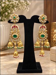 Vintage Gold Plated Sterling Silver Claw Setting Drop <b>Chandelier</b> Earrings Brilliant Cut Moissanite Flower Design Women Wedding - Product Image 1