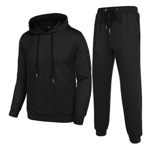 Ensemble de survêtement décontracté pour homme en molleton blanc uni avec sweat à capuche et pantalon de jogging respirant pour l'automne - Product Image 4