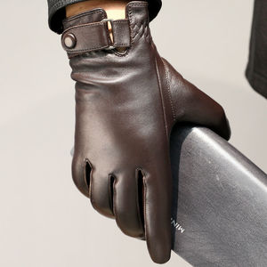Gants de sport d'hiver chauds pour hommes et femmes BB, gants en cuir thermiques écologiques unis compatibles écran tactile avec détection de pointe. - Product Image 3
